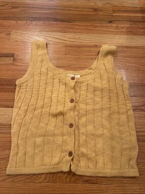 Roxy Ribbed Button-Front Tank in Mustard Yellow